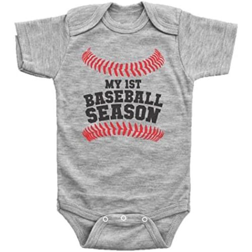 Baffle Custom Baseball Onesie, MY FIRST BASEBALL SEASON (Name & Number on Back), Personalized Baby Onesie, Unisex Onesie