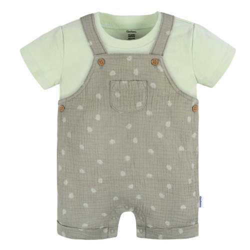 2-Piece Baby Neutral Palms Cotton Gauze Overall Romper and T-Shirt Set – Gerber Childrenswear