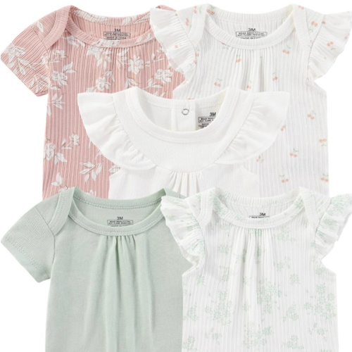 Baby Bodysuits Ribbed Mix Summer Newborn Boy Girl Clothes 5-pack