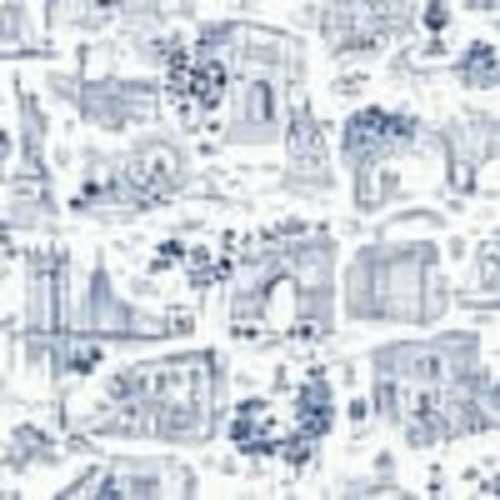 Unbranded Toile de New York Navy Peel and Stick Wallpaper BBS6544