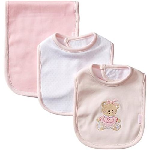 Little Me Baby Boys and Girls 100% Cotton 3-Piece Bib and Burp Sets, 2 Bibs and 1 Burp Cloth