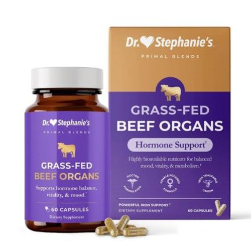 Dr. Stephanie’s Beef Organ Iron Supplement With Vitamins A & B, Zinc & Choline, Supports Mood, Energy & Hormones - 60ct