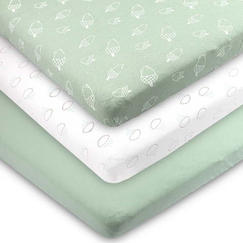 3-Pack Mini Crib Sheets – 100% Cotton, Soft & Breathable Fitted Sheets for Pack and Play & Mini Cribs (38” x 24” x 5”)