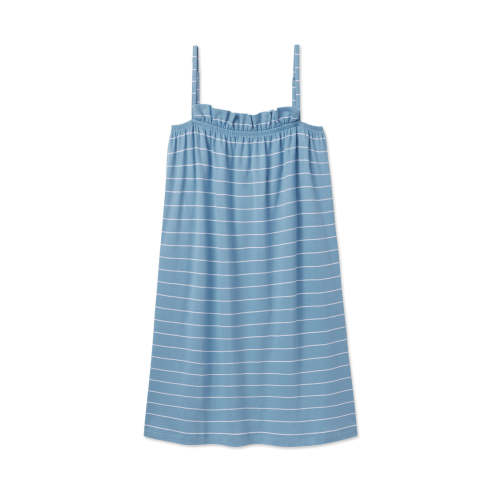 LAKE | Women | Pima Cotton Pajamas | Salt Spray Tidal Stripe Ruffle Nightgown