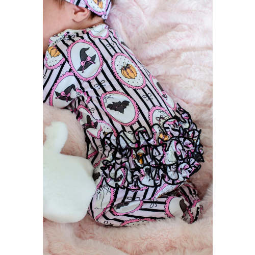 Halloween Glow-in-the Dark Ruffle Zipper Bamboo Footie | Galloween