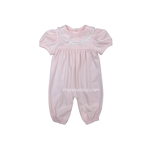 Auraluz Knit Converter Gown s/s...Pink with white crochet trim – AURALUZ