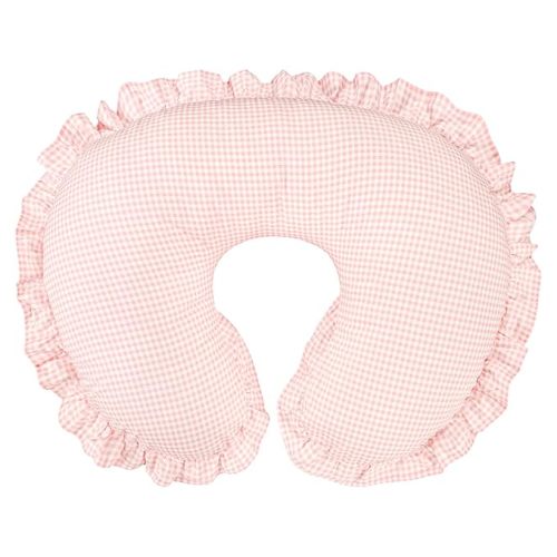 Cotton Nursing Pillow Cover, Removable Ruffled Pillowcase for Breastfeeding Pillows, Ultra Soft Comfortable Slipcover for Baby Girl and Boy, Pink Gingham
