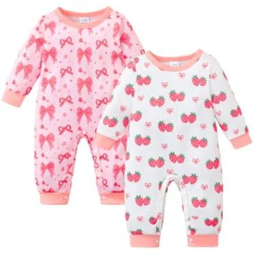 NZRVAWS Baby Girl Clothes Newborn Romper Infant Jumpsuits 2-Pack Outfit Long Sleeve Fall Winter Bodysuits 0-18 Months