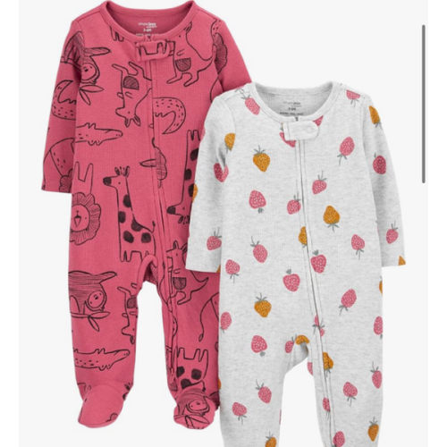 Simple Joys by Carter's Baby Girls' 2-way Zip Thermal Footed Sleep and Play, Pack of 2