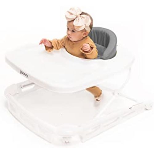 Joovy Spoon Baby Walker & Activity Center Featuring Three Adjustable Heights, Extra-Large Tray, and 30 lb Weight Capacity - JPMA Safety Certified, Charcoal