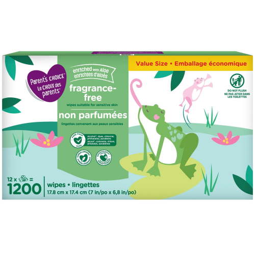Parent’s Choice Enriched with Aloe Fragrance-Free Wipes, 1200 Wipes