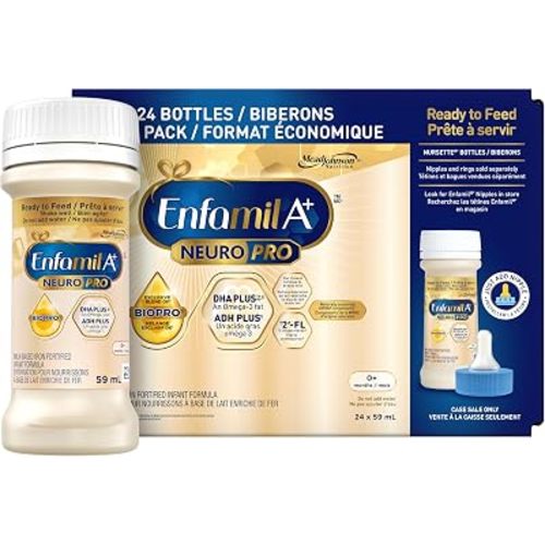 Enfamil A+ NeuroPro, Baby Formula, Ready to Feed Nursettes, with Brain Building DHA and 2'FL for Immune Support, 0+ Months, 24 x 59mL