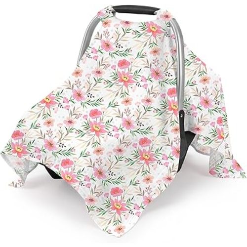 Car Seat Cover Baby, Muslin Cotton Infant Car Seat Canopy, Universal Baby Car Seat Cover, Breathable Nursing Cover Canopy Shower Gift