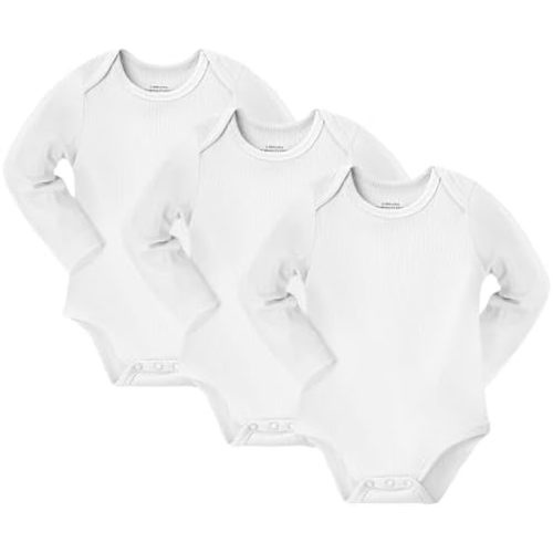 NMK Baby Bodysuits 3-Pack,Soft Rayon From Bamboo Short and Long Sleeve Onesie,Unisex for Newborns 0-12 Months