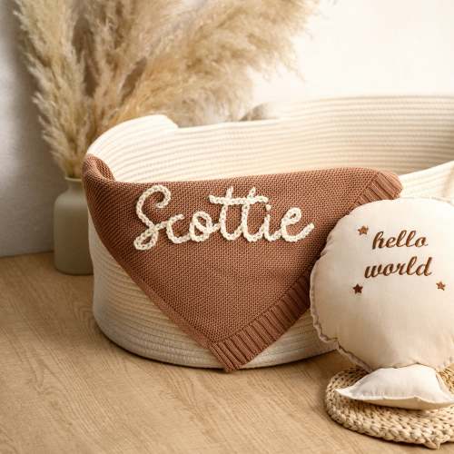 Personalised Knitted Name Blanket – KnittyBaby