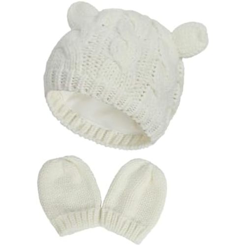 RAOEXI Baby Toddler Hat and Mitten Set Winter Knitted Thick Warm Beanie Cap Gloves for Infant Boys Girls