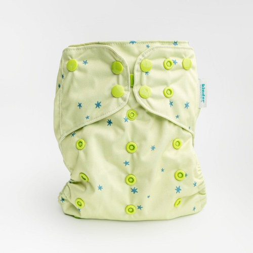 Tiny Stars in Mint: Essentials Pocket Cloth Diaper with Athletic Wicking Jersey, Grows with your Baby