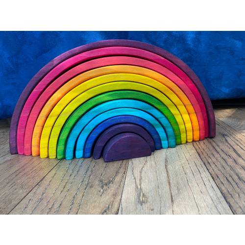 Hand painted Large Wood Stacking Rainbow
