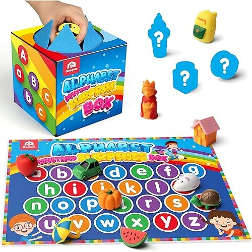 Coogam Mystery Surprise Box, Fine Motor Letter Matching and Sorting Game, 26pcs Alphabet Educational Montessori Learning Toy Gift for Preschool Kindergarten 3 4 5 Year Old