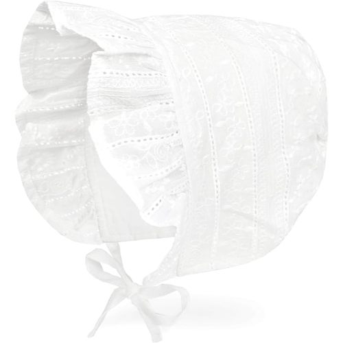 JELLYTREE Baby Hat Bonnet Toddler Girls Fashion Princess Ruffle Muslin Lining Cap Infant Lacy Beanie, 3m 6m 12m