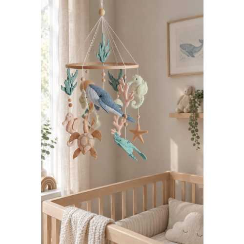 Ocean Baby Mobile, Sea Nursery Decor, Marine Crib Mobile, Whale, Seahorse, Manta Ray, Turtle, Jellyfish, Ocean Baby Shower Gift