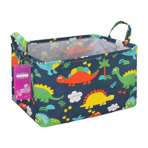Rectangular Forest Dinosaur Storage Basket Gift Bag | Orgnizer Box for Books,Clothes,Gifts,Pets-Perfect for Home,Office,Nursery,Dorm,Shelf