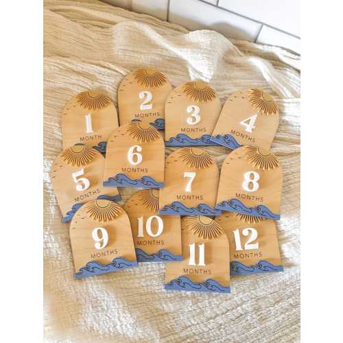 Ocean Baby Milestone Set, Beach Theme Monthly Milestones Coastal Nursery Decor, Newborn Photo Props