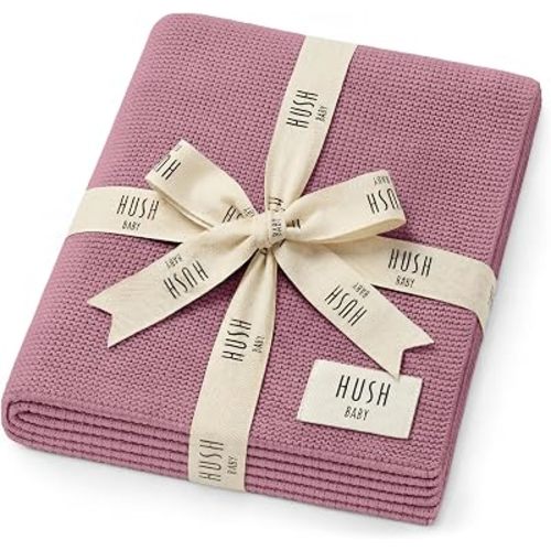 Hush Baby Signature Baby Blanket – GOTS™ Certified, Made with Organic Cotton & Tencel™ Lyocell Blend | A Refined Expression of Modern Baby Luxury (Heather Rose)
