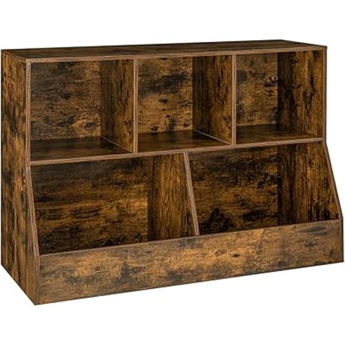 Toy Storage Organizer, Kids Cubby Cabinet with Bookshelf, 5-Cube