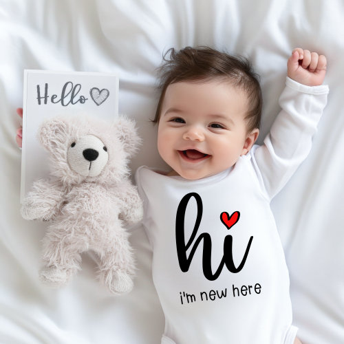Newborn Baby Onesie®, Hi I'm Here Baby Onesie, Hi Baby Tee, Baby Shower Gift, Coming Home Onesie, Announcement Baby Onesie, Hi I'm Here Tee