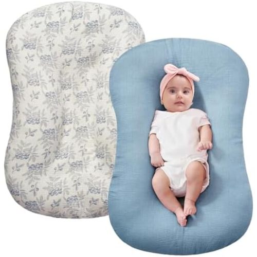 FUNUPUP Muslin Baby Lounger Cover Only, Blueberries & Blue