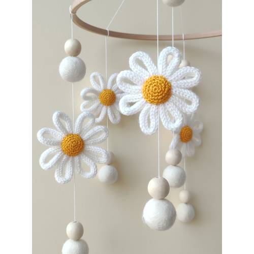 Baby mobile, Flower baby mobile, Baby girl mobile, Baby girl nursery, Daisy nursery, Minimalist baby mobile, You are my sunshine, Mobile