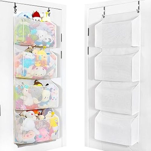 Toread Upgraded Over the Door Stuffed Animal Organiser – Original Design & Patented, Adjustable No-Damage Hooks, Stuffy storage 3D Design with 50% More Capacity, Perfect for Stuffed Animal Storage