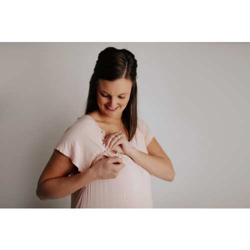 Three Little Tots Heavenly Light Pink Labor and Delivery Nursing Hospital Gown- Pajamas & Breastfeeding