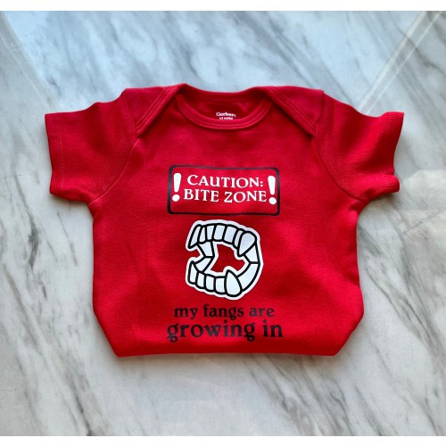 Vampire Baby Bodysuit • Goth Baby Clothes • Teething • Bite Zone Vampire Outifit