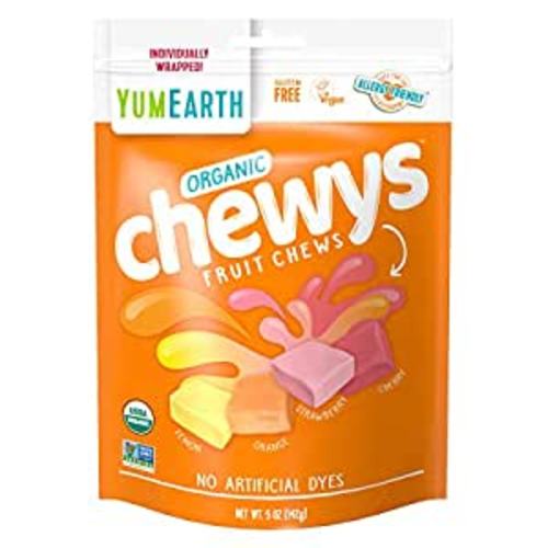 Amazon.com : YumEarth Organic Chewys Fruit Flavored Candy Chews, 5oz. (Pack of 6), Allergy Friendly, Gluten Free, Non-GMO, Vegan, No Artificial Flavors or Dyes : Grocery & Gourmet Food