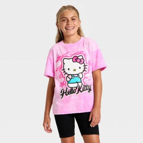 Girls' Hello Kitty Short Sleeve Oversized Graphic T-Shirt - Pink