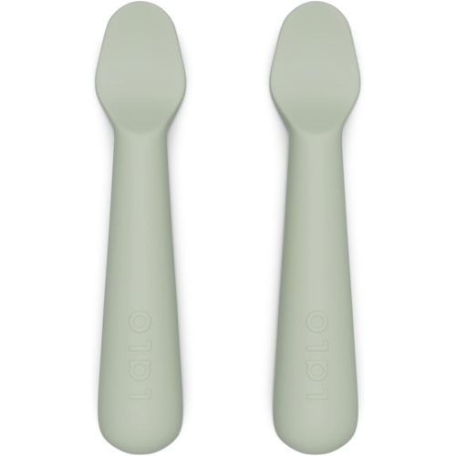 Lalo Little Spoon Set - 2 Piece Baby Spoons Set for Infants & Babies - Made From Food Grade Silicone Dishwasher Safe - Baby Feeding Essentials for Early Stage Mealtime - Oatmeal