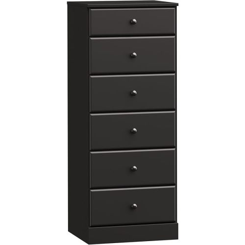 Prepac Astrid Tall Black Dresser for Bedroom: 16.5"D x 19.75"W x 50"H, 6-Drawer Chest for Bedroom by Prepac - Perfect Chest of Drawers for Ample Storage in Narrow Spaces