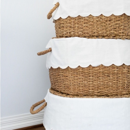 Bunny Williams Nesting Baskets with Scalloped Liner - Set of 3
