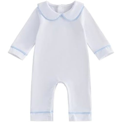 Newborn Baby Girl Boy Clothes Peter Pan Collar Romper Long Sleeve Cotton Neutral Jumpsuit Infant Fall Winter Outfits