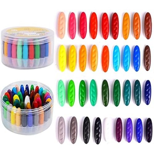 Peanut Crayons for Kids 36 Colors Washable Toddler Crayons, Non-Toxic Baby Crayons for Ages 2-4, 4-8 - Large Crayons for Toddlers 1-3, Coloring Art Supplies, Back to School Gift for Boys&Girls