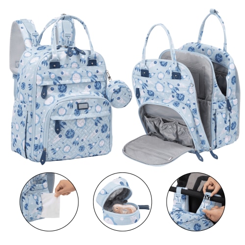 BabbleRoo Original Diaper Bag Backpack – Large 26L Baby Bag with Changing Pad, Insulated Bottle Pockets & Stroller Straps, Waterproof Travel Bag for Moms & Dads, Cosmo