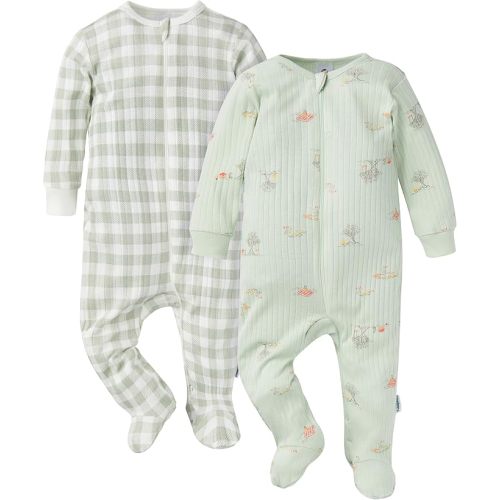 Gerber baby-girls Baby Unisex 2-pack 2-way Zip Textured Sleep 'N Play