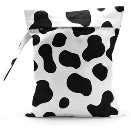 Sldpngo Waterproof Cloth Diaper Wet Dry Bag Reusable Travel Beach Pool Daycare Soiled Toddler Items Yoga Gym Bag for Swimsuits Wet Clothes Bags - Dairy Cow Pattern