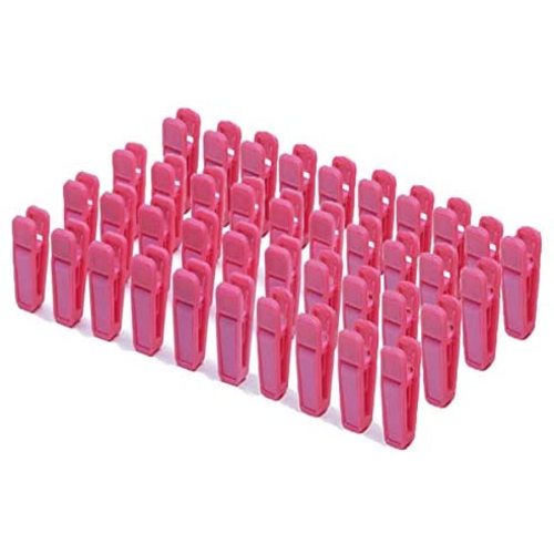 KISEER Plastic Baby Hanger Clips, 40 Pcs Slim-line Finger Clips Set Clothes Hanger Velvet Hanger (Pink)
