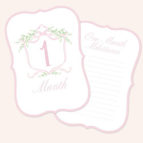 Pink Bow & Monogram Baby Milestone Card | Soirée All Day Co.