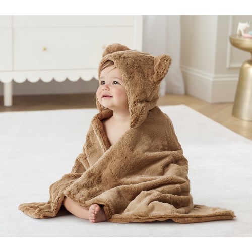 Teddy Bear Faux Fur Baby Hooded Towel