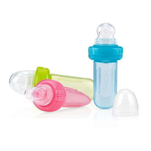 EZ Squee-Z Silicone Self Feeding Baby Food Dispenser - Colors May Vary Count of 2