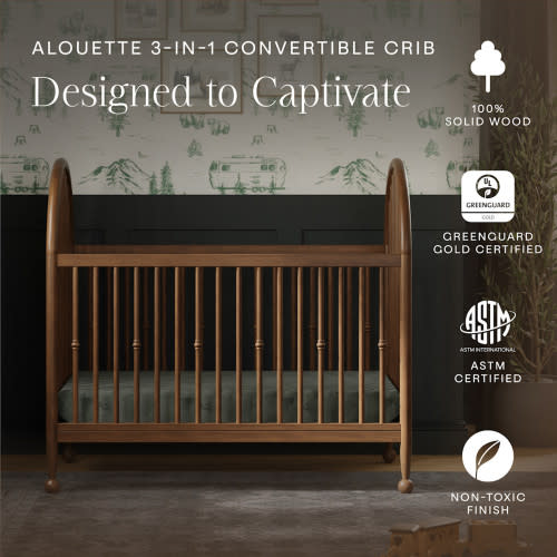 Namesake Alouette 3-in-1 Convertible Spindle Crib - Natural Walnut